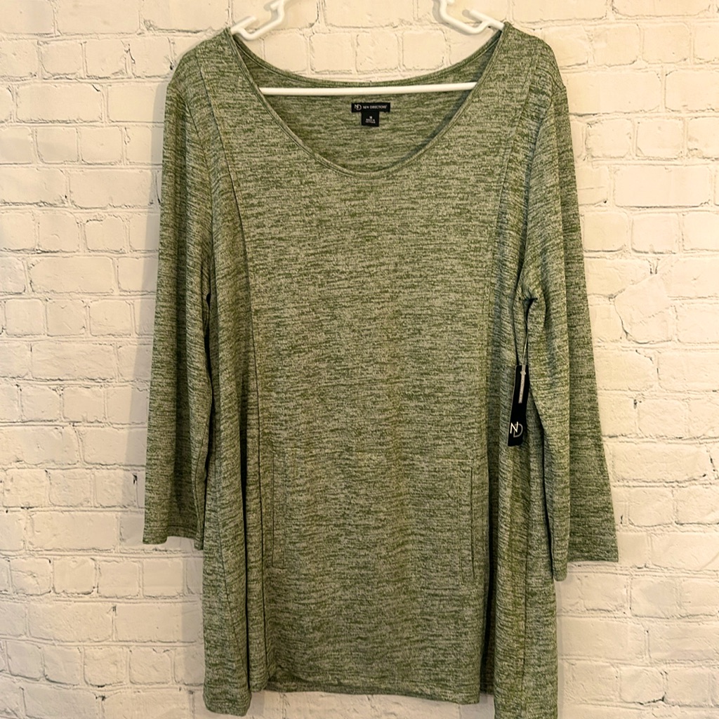 New Directions Green Marled Stretch Tunic Nwt